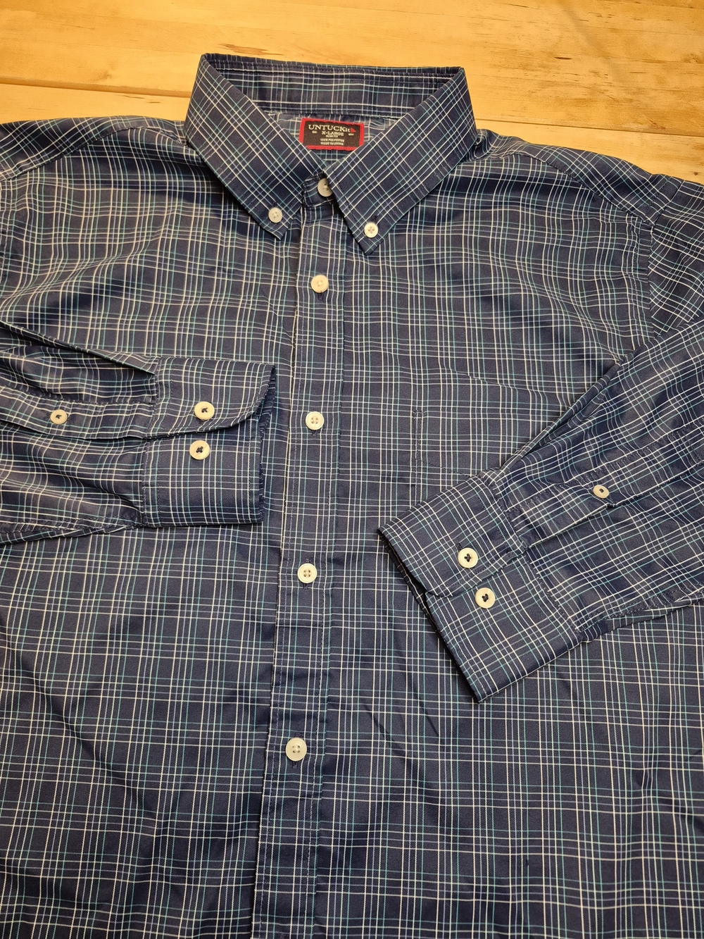 UNTUCKit Men's Navy Plaid Button-Down Shirt